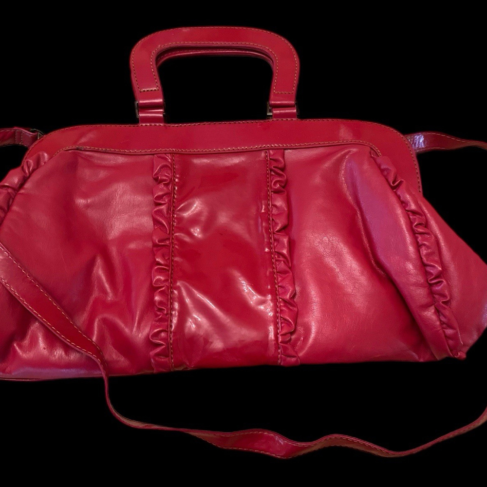 Vintage Candie’s Red Ruffle Handbag | 1980s Retro Shoulder Purse